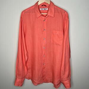 Mason's Massimo Bertelli Linen Shirt XL Mens Button Up Coral Preppy Long Sleeve